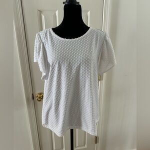 J. Crew White Textured Short Sleeve Top